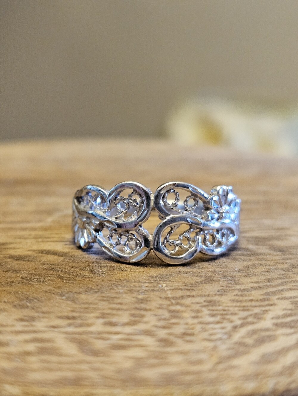 Sterling Silver Filigree Floral Ring